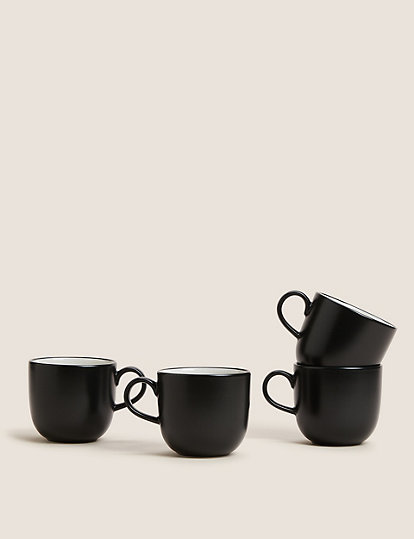M&S Collection Set Of 4 Tribeca Mugs - 1Size - Black, Black
