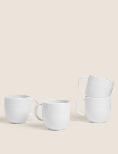 M&S Collection Set Of 4 Marlowe Mugs - 1Size - White, White