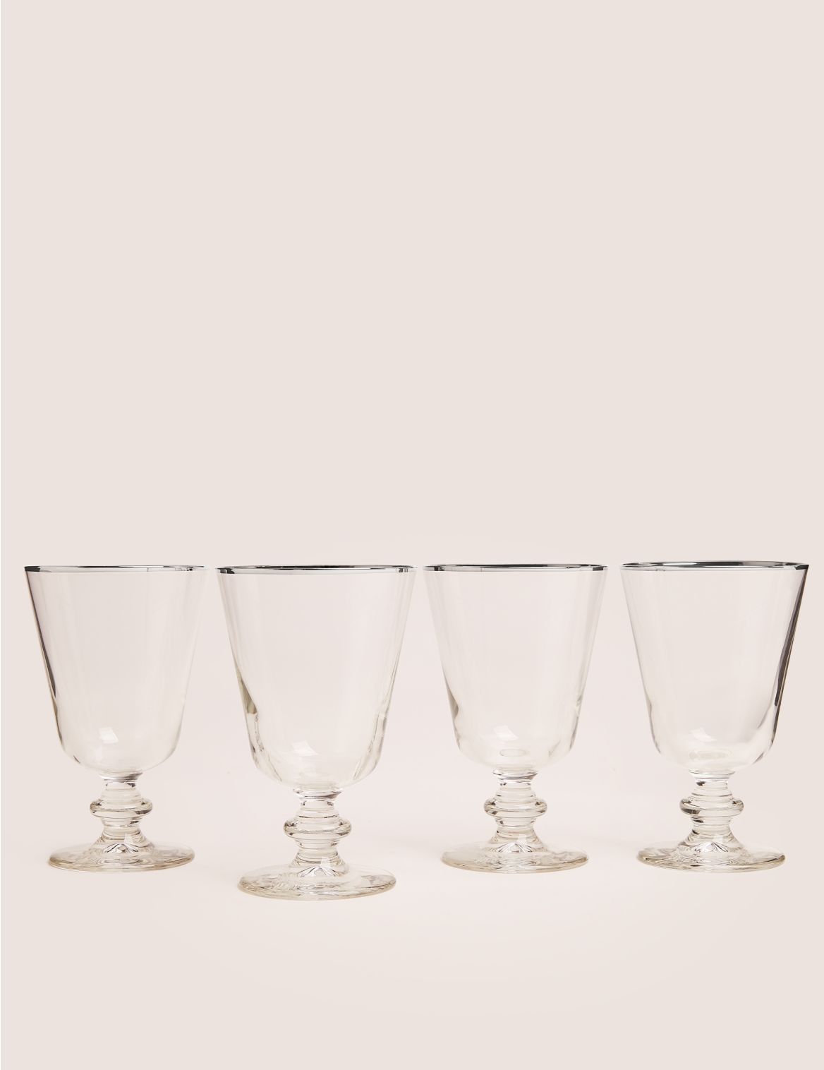 Set of 4 Metallic Rim Wine Glasses silver
