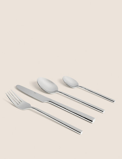 M&S Collection 16 Piece Manhattan Cutlery Set - 1Size - Silver, Silver