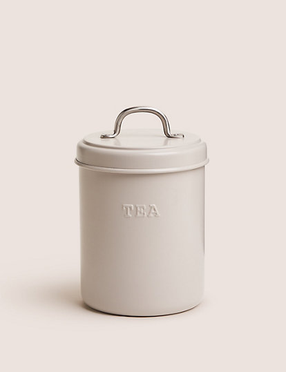 M&S Collection Powder Coated Tea Storage Jar - 1Size - Grey, Grey