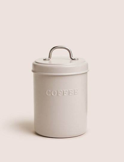 M&S Collection Powder Coated Coffee Storage Jar - 1Size - Grey, Grey