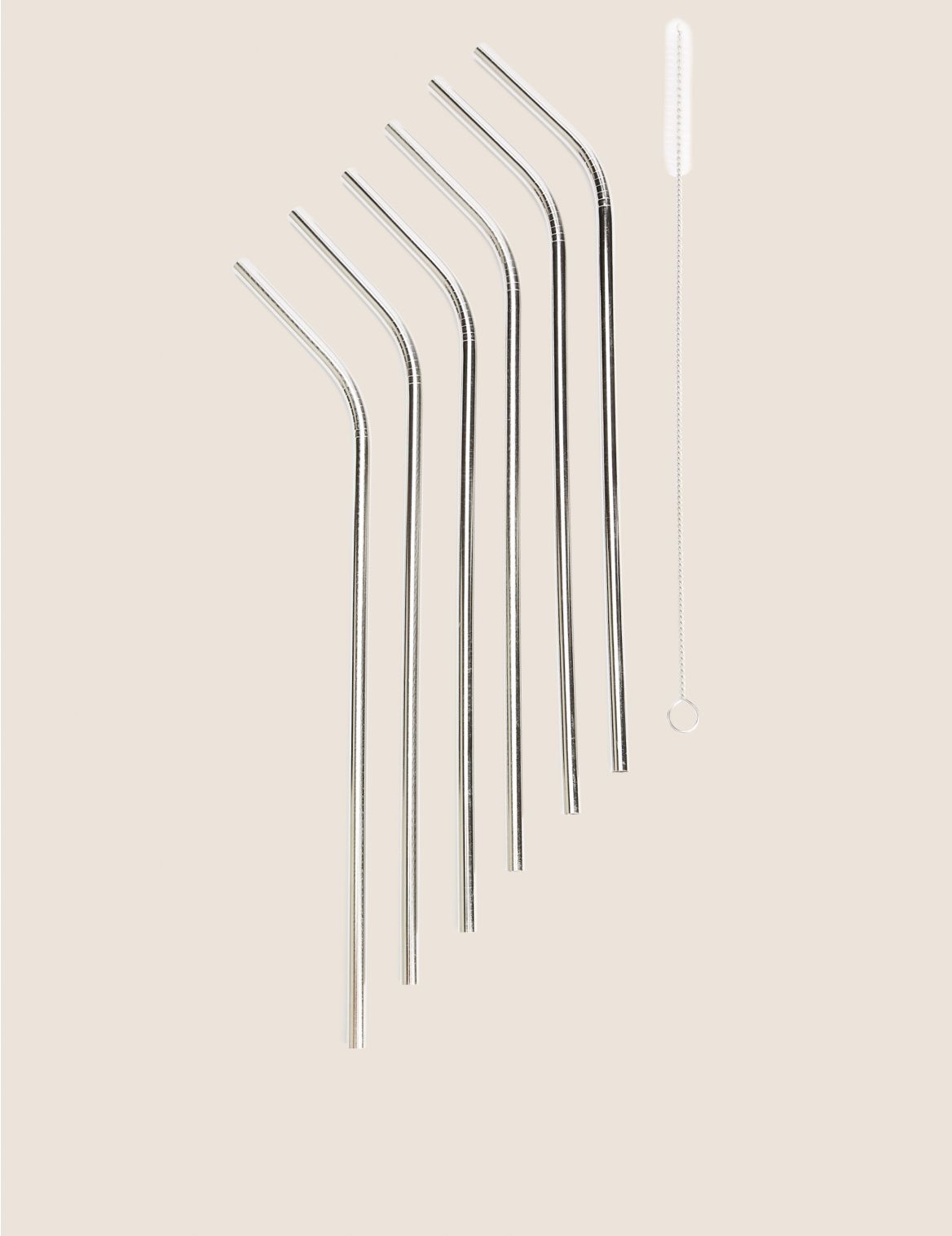 Set of 6 Reusable Straws with Brush silver
