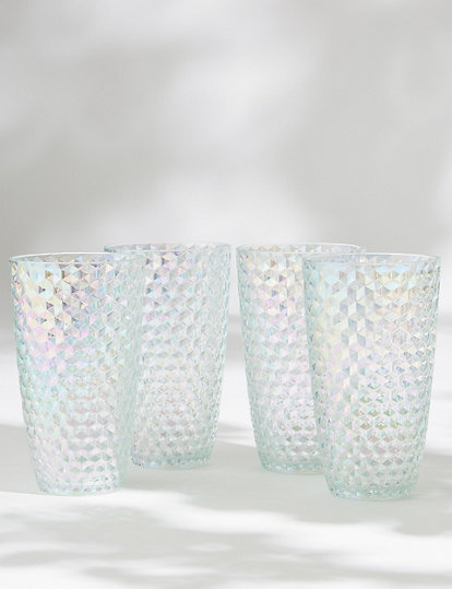 M&S Collection Set Of 4 Lustre Picnic Highballs - 1Size - Pearl, Pearl