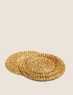 M&S Set of 2 Round Water Hyacinth Placemats