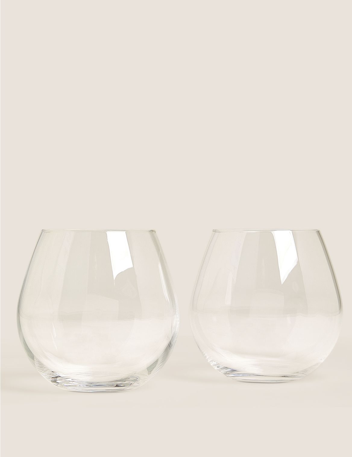 Set of 2 Stemless Gin Glasses beige