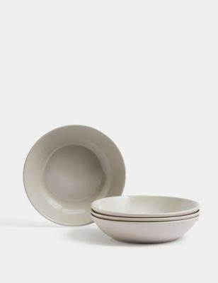 M&S Set of 4 Everyday Stoneware Pasta Bowls - Sage, Sage,Pink