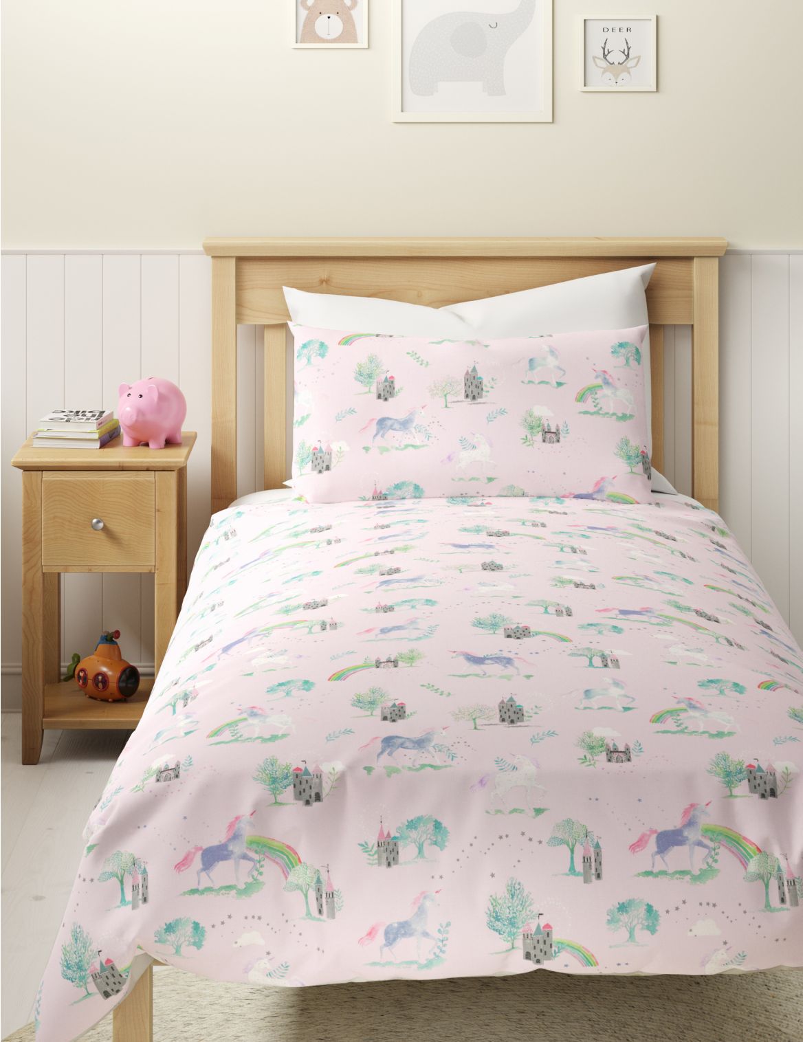 Pure Cotton Unicorn Bedding Set pink