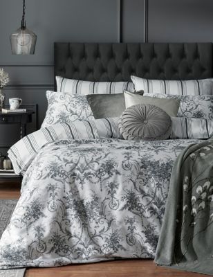 Laura Ashley Pure Cotton Sateen Tuleries Bedding Set - 5FT - Charcoal, Charcoal