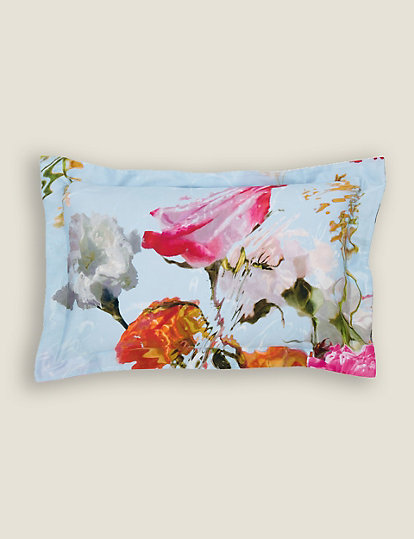 Ted Baker Pure Cotton Floating Floral Oxford Pillowcase - 1Size - Multi, Multi