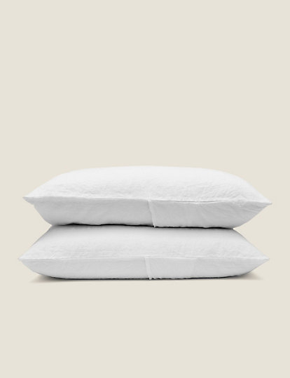 Bedfolk 2 Pack Pure Linen Pillowcases - 1Size - White, White
