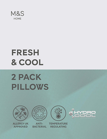 m&s collection 2pk fresh & cool firm pillows - 1size - white, white