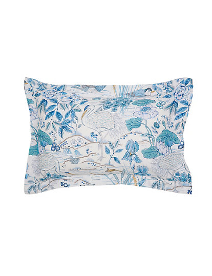 Sanderson Pure Cotton Sateen Crane & Frog Oxford Pillowcase - 1Size - Blue, Blue