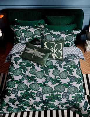 Ted Baker Pure Cotton Ombre Hydrangea Bedding Set - 6FT - Green Mix, Green Mix