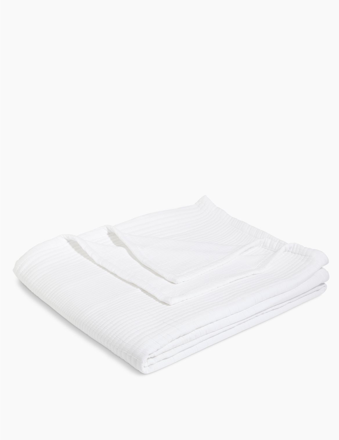 Cotton Mix Ribbed Quilted Throw white