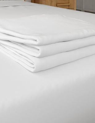 M&S Egyptian Cotton Sateen 400 Thread Count Flat Sheet - 5FT - Petrol, Petrol,Dusted Mauve,Duck Egg,