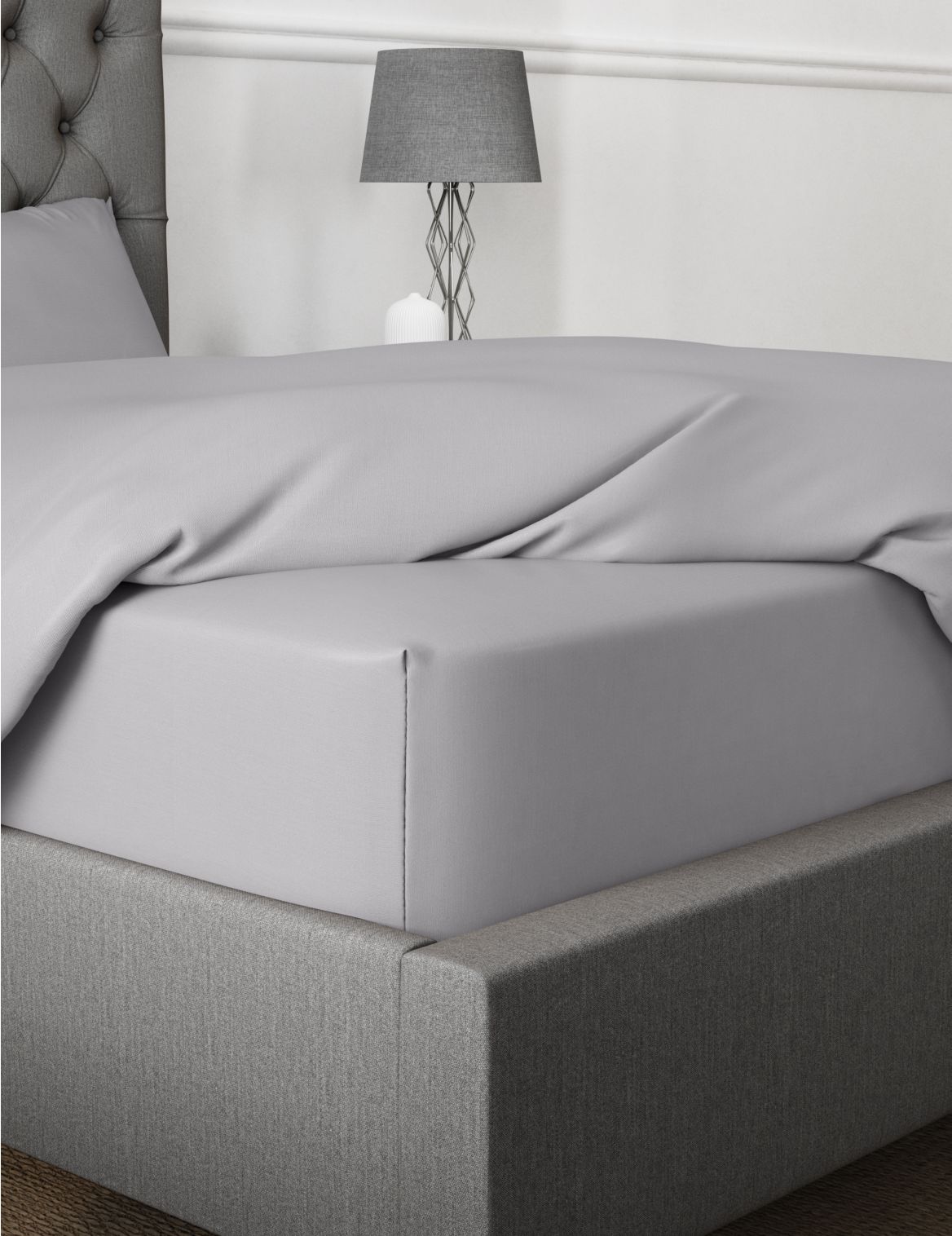 Egyptian Cotton 400 Thread Count Sateen Extra Deep Fitted Sheet grey