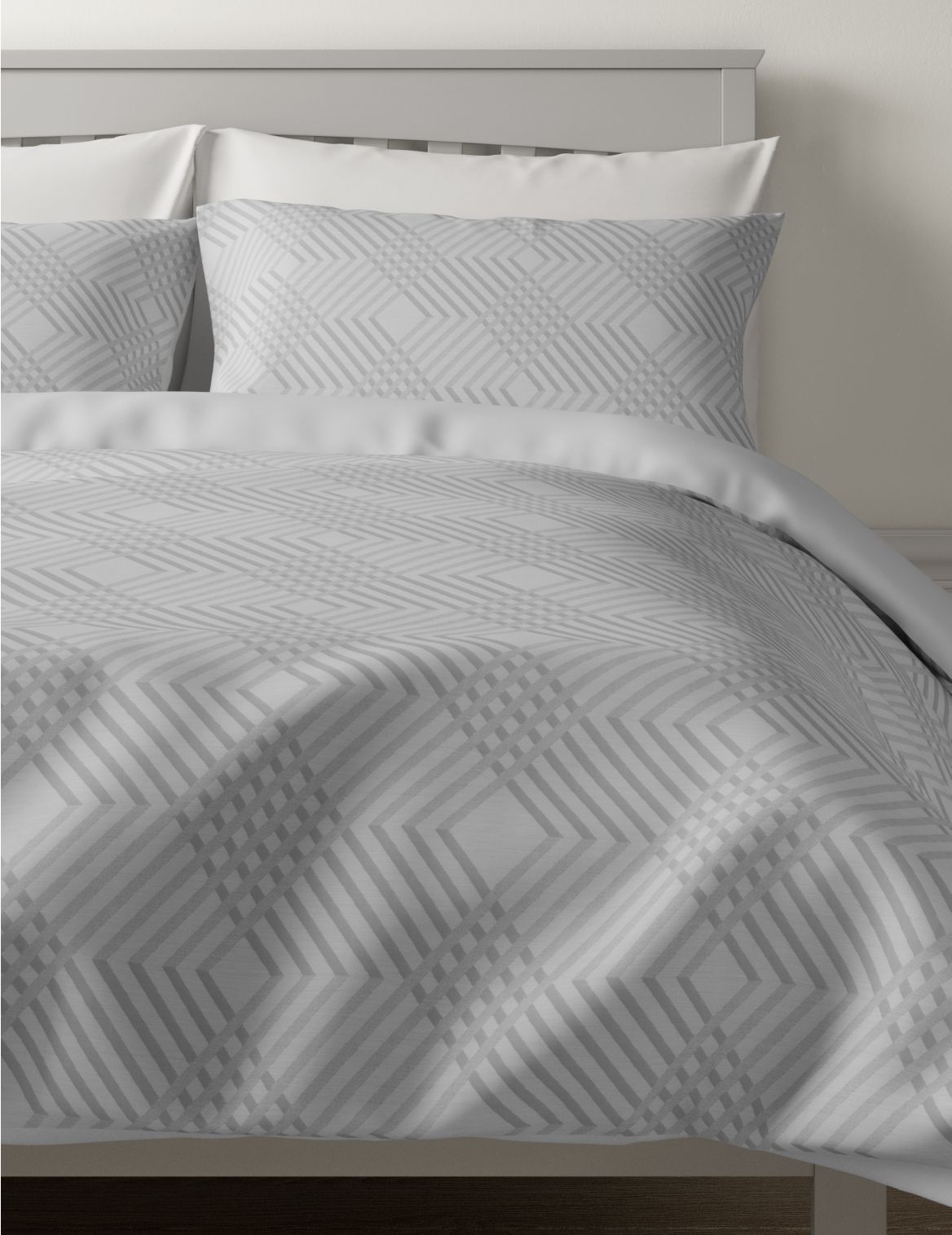 Pure Cotton Geometric Sateen Bedding Set grey