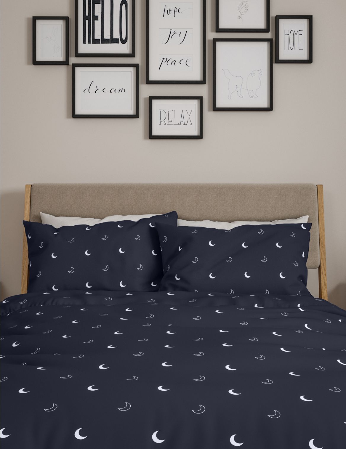2 Pack Cotton Mix Moon Bedding Sets navy