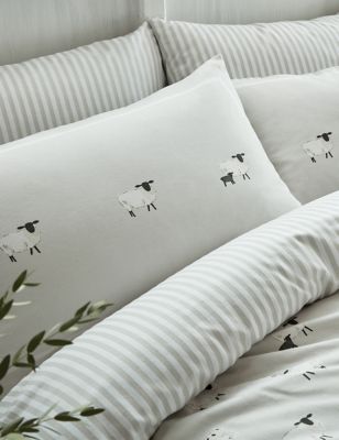 M&S Sophie Allport 2 Pack Pure Cotton Sheep Oxford Pillowcases