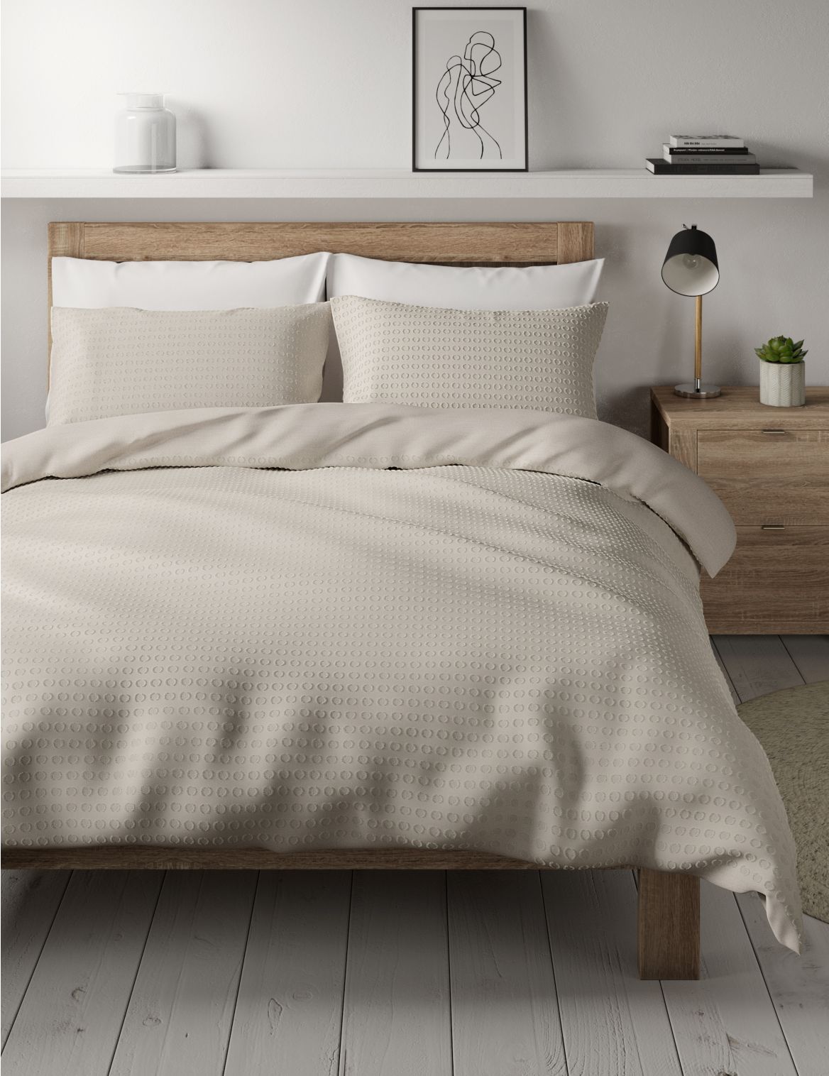 Pure Cotton Spotty Textured Bedding Set grey