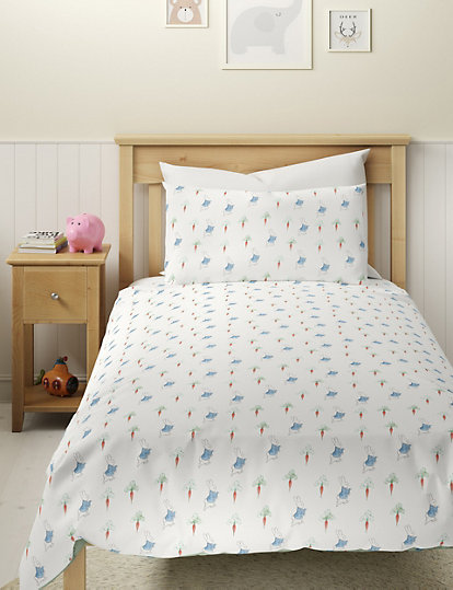 M&S Collection Peter Rabbit™ Pure Cotton Bedding Set - Toddl - Soft Blue, Soft Blue