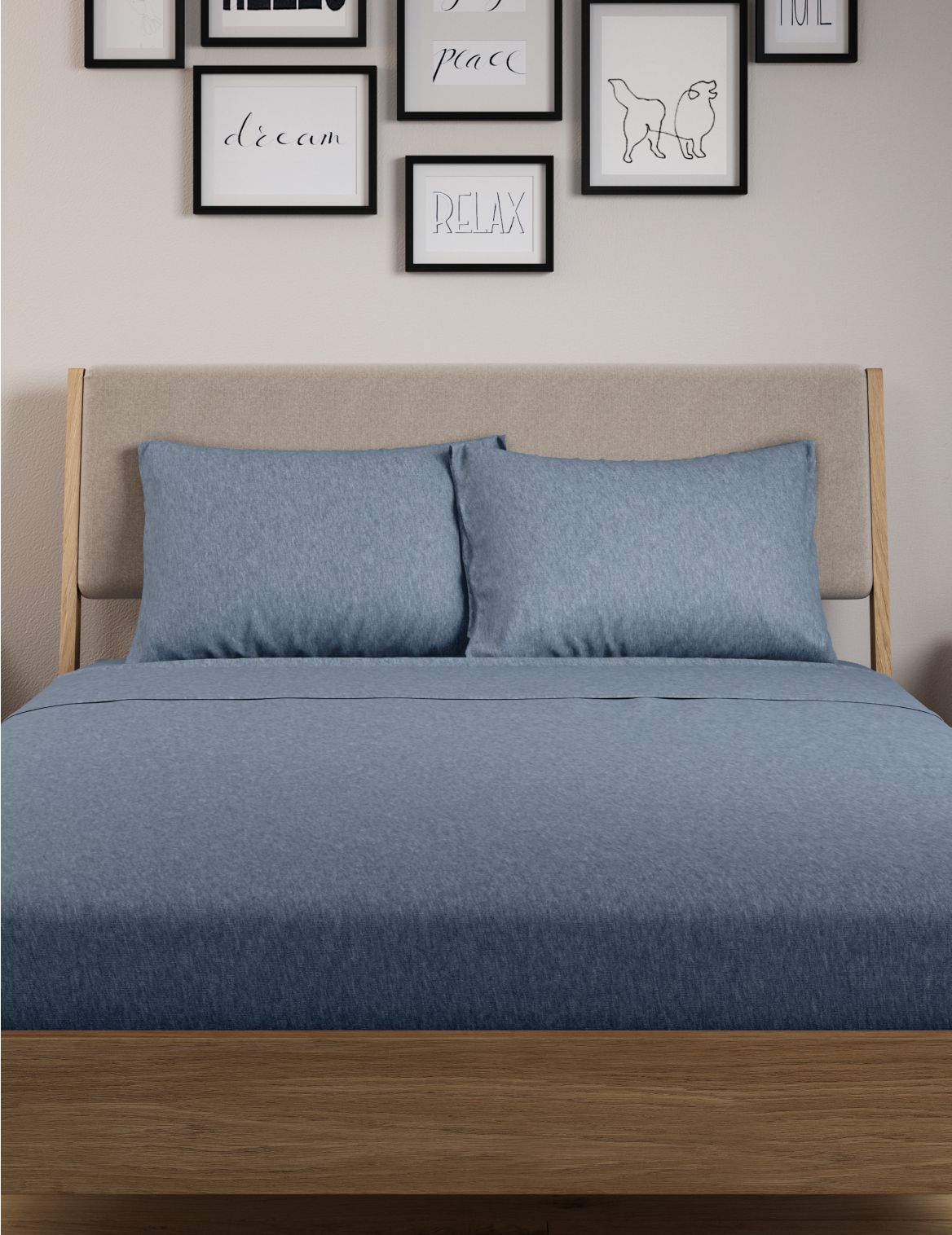 2 Pack Jersey Standard Pillowcases blue