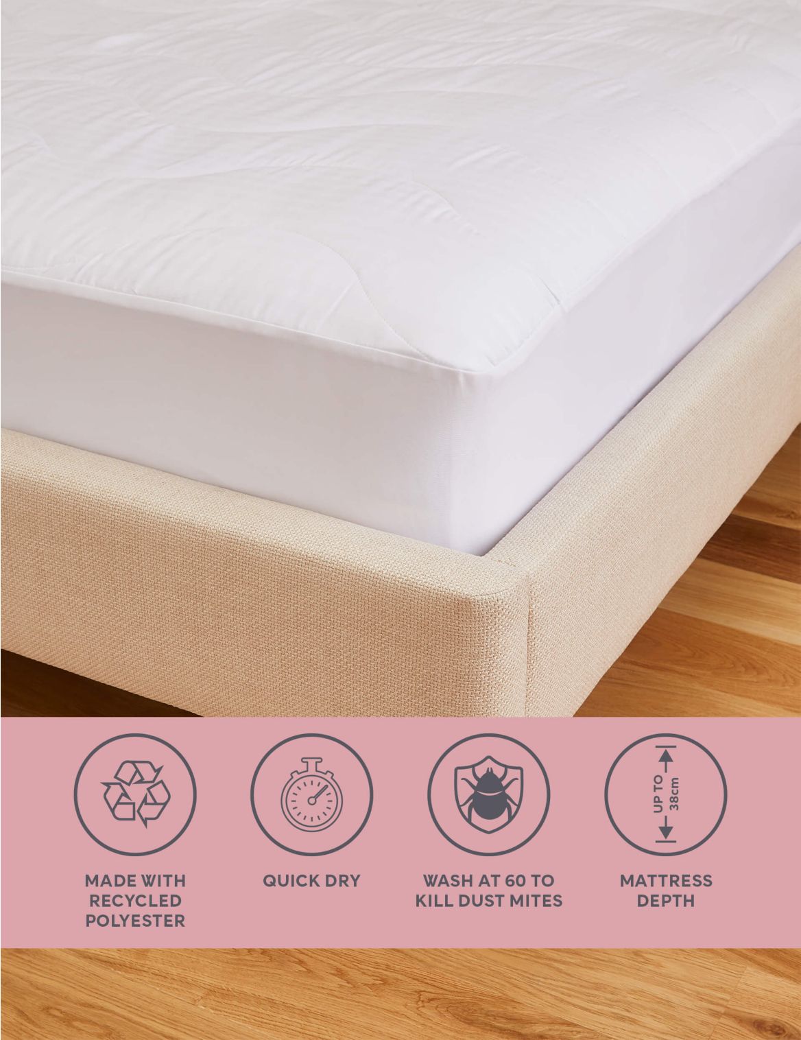Supremely Washable Extra Deep Mattress Protector white