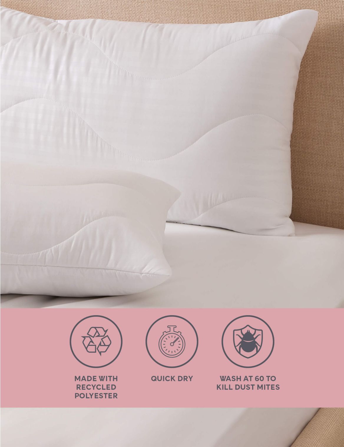 2 Pack Supremely Washable Pillow Protectors white