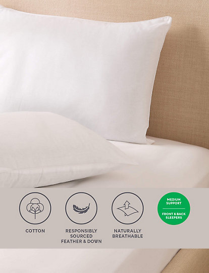 M&S Collection 2Pk Duck Feather & Down Medium Pillows - 1Size - White, White