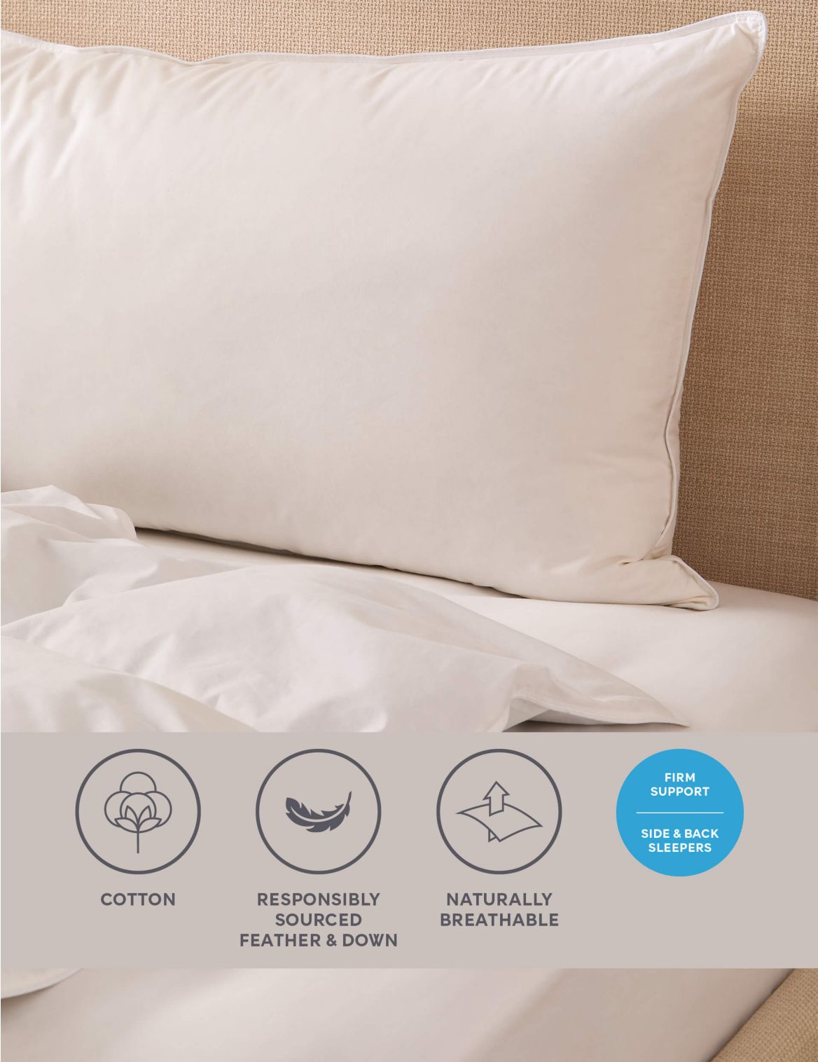 Duck Feather & Down Firm Kingsize Pillow white