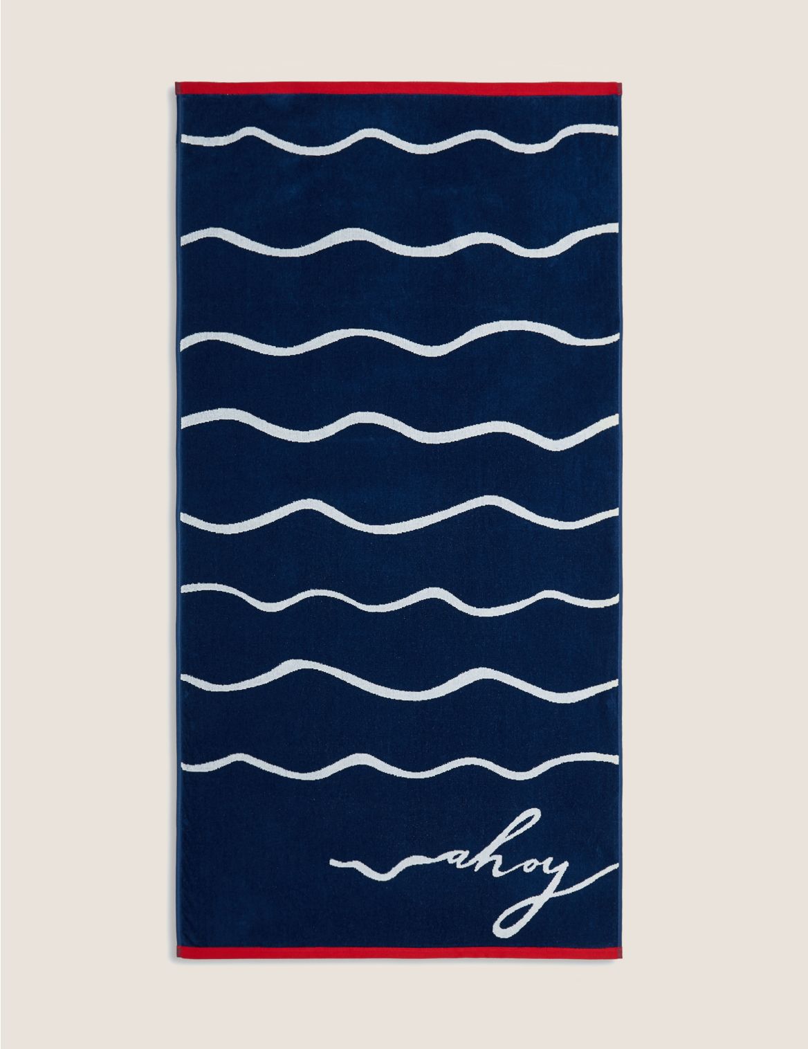 Pure Cotton Ahoy Slogan Beach Towel blue