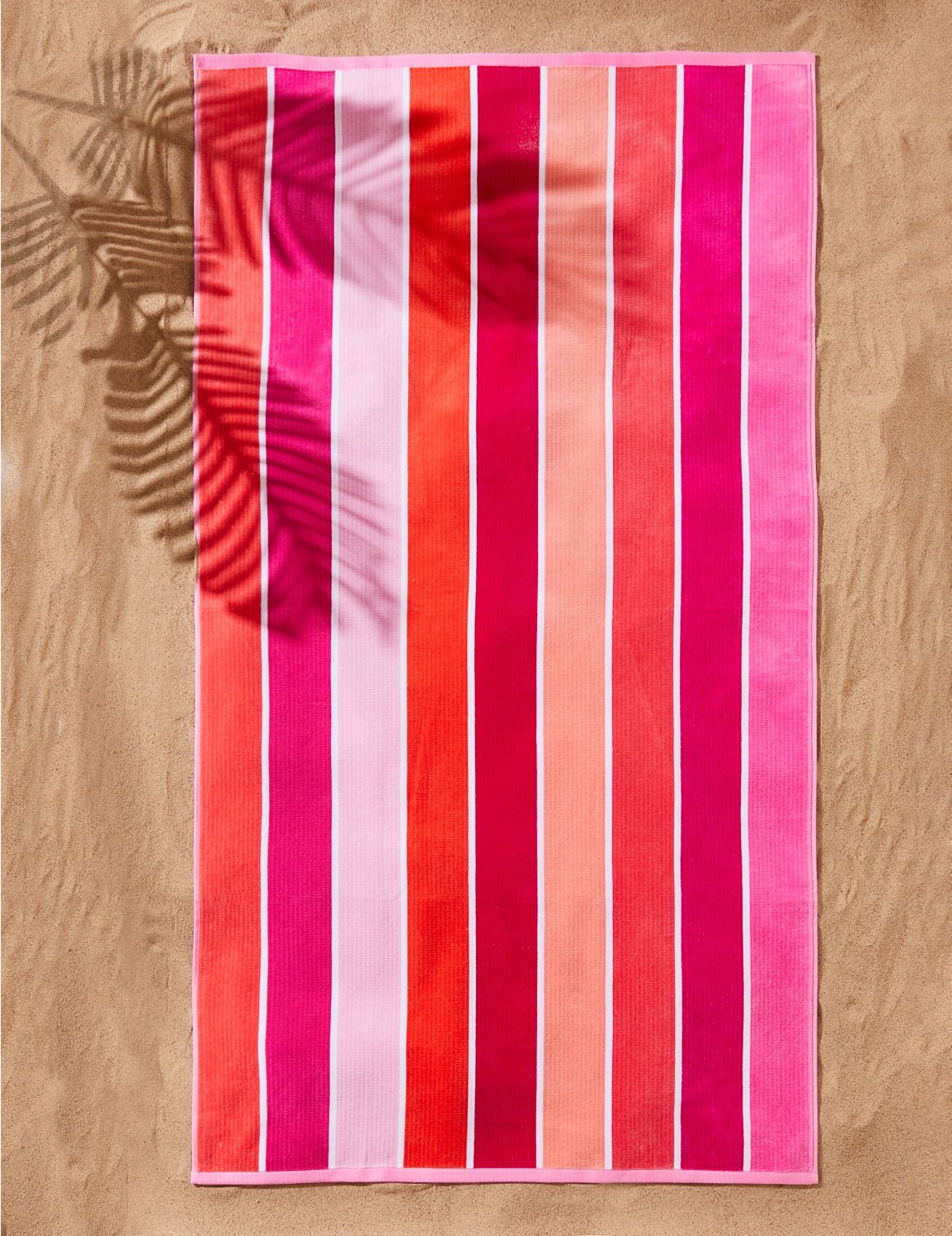 Pure Cotton Sand Resistant Striped Beach Towel pink