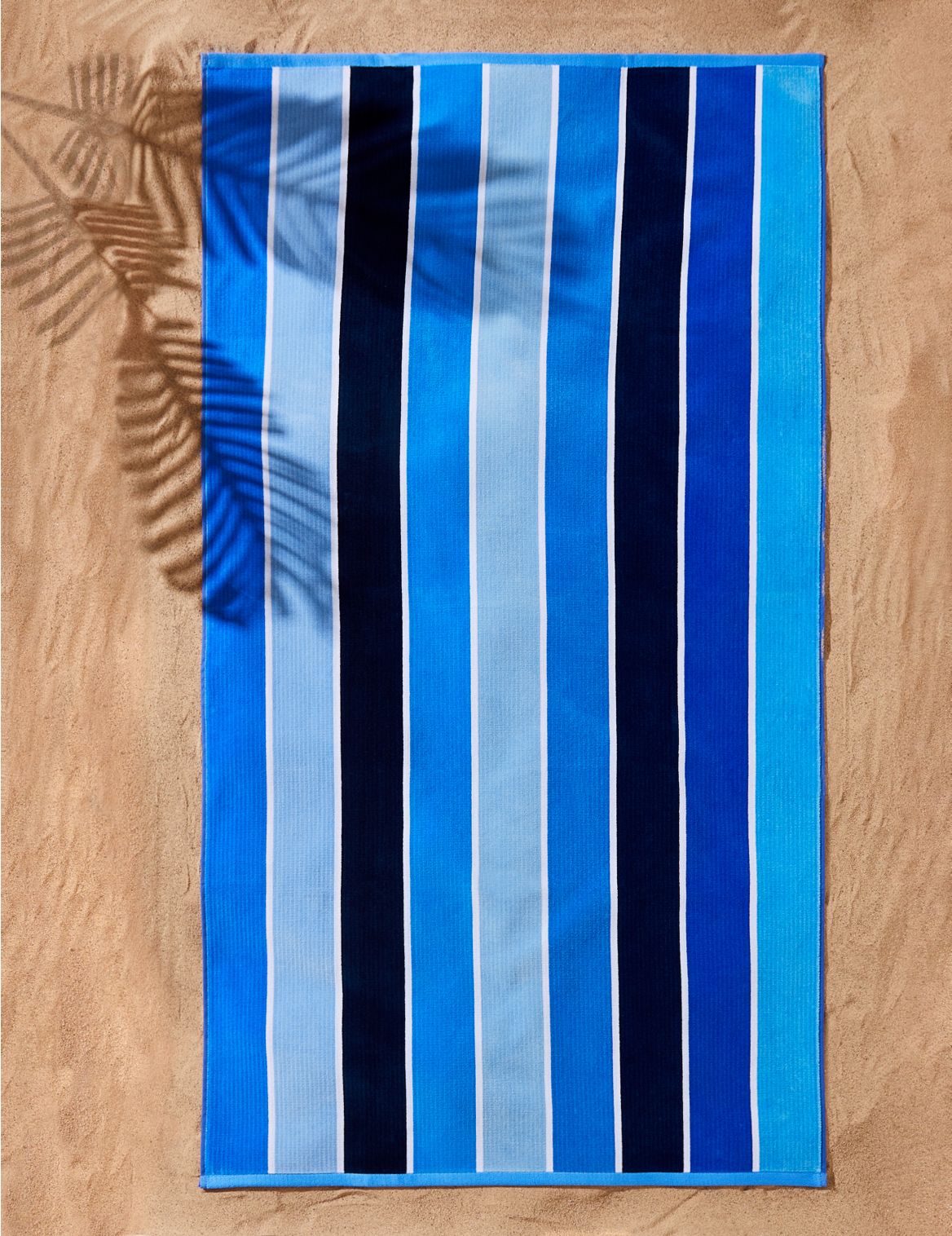 Pure Cotton Sand Resistant Striped Beach Towel blue