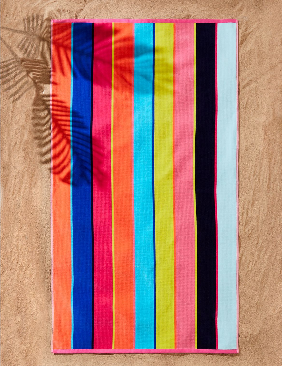 Pure Cotton Sand Resistant Striped Beach Towel multi-coloured