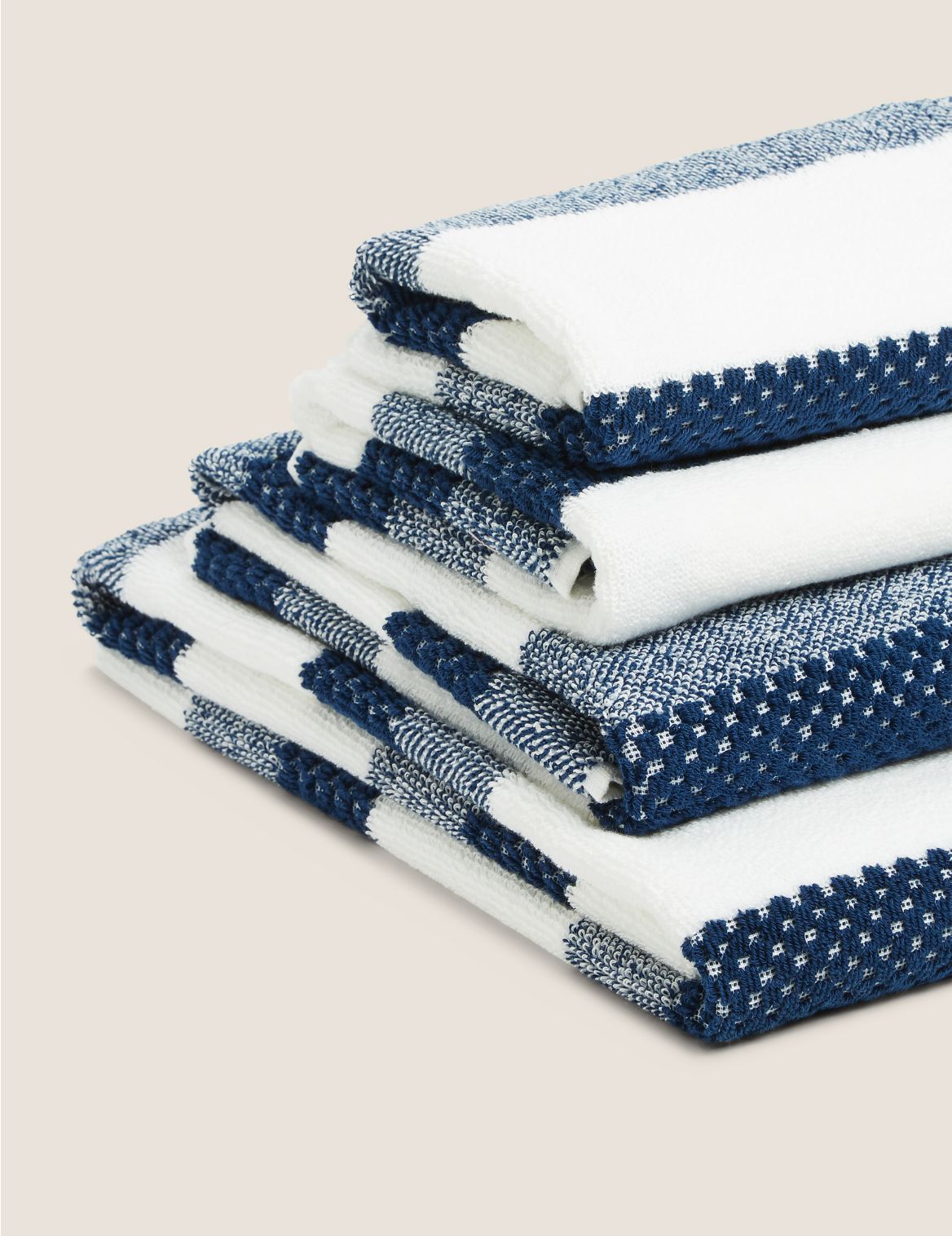 Pure Cotton Striped Textured Towel navy