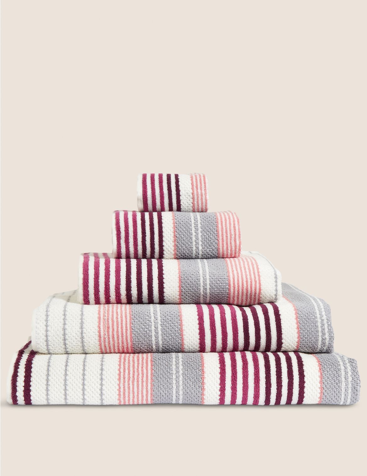 Pure Cotton Striped Spa Towel red
