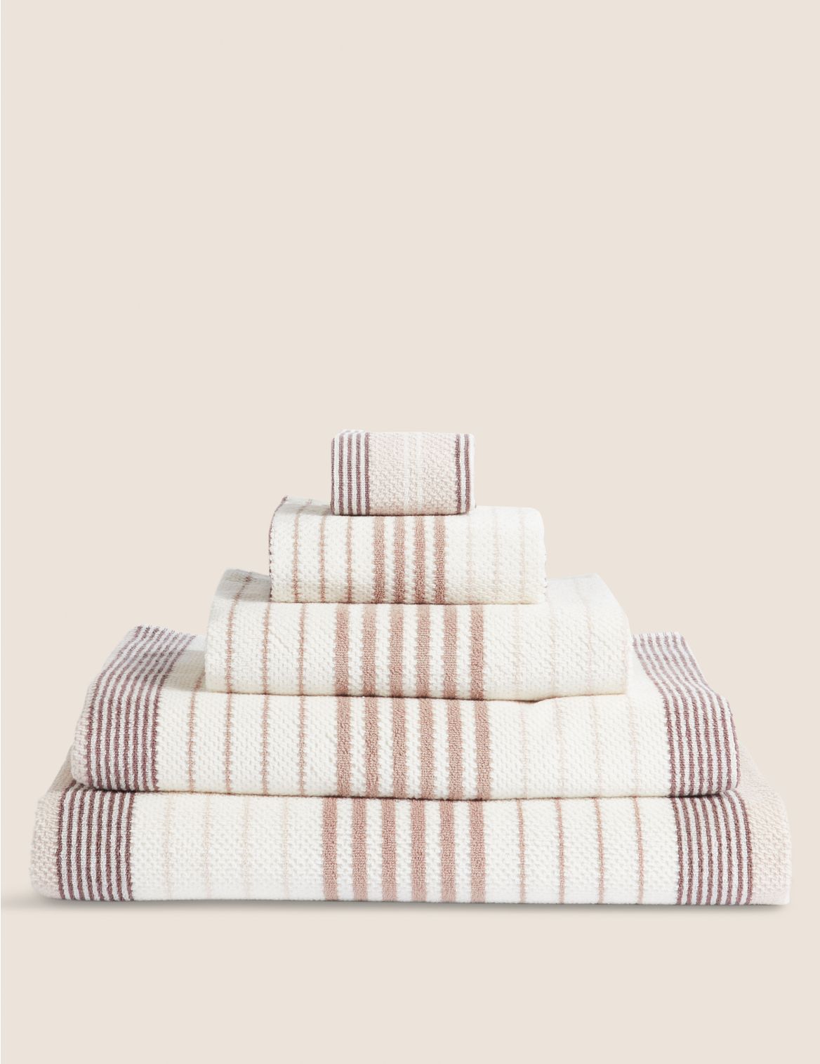 Pure Cotton Striped Spa Towel brown
