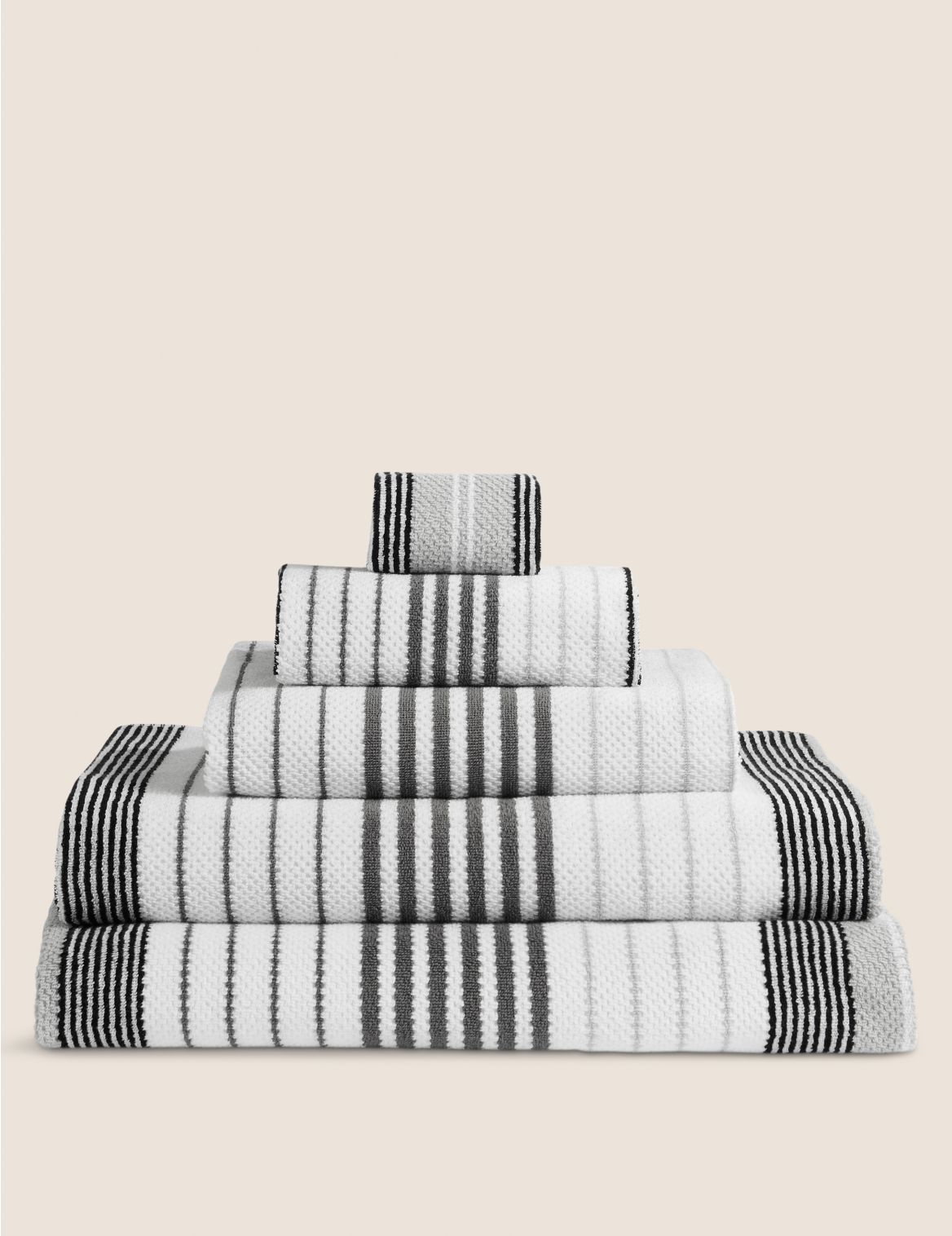 Pure Cotton Striped Spa Towel black
