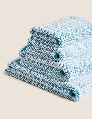 M&S Pure Cotton Cosy Weave Towel - HAND - Grey Mix, Grey Mix,Teal,Plum,Navy,Natural,Powder Blue,Ochr