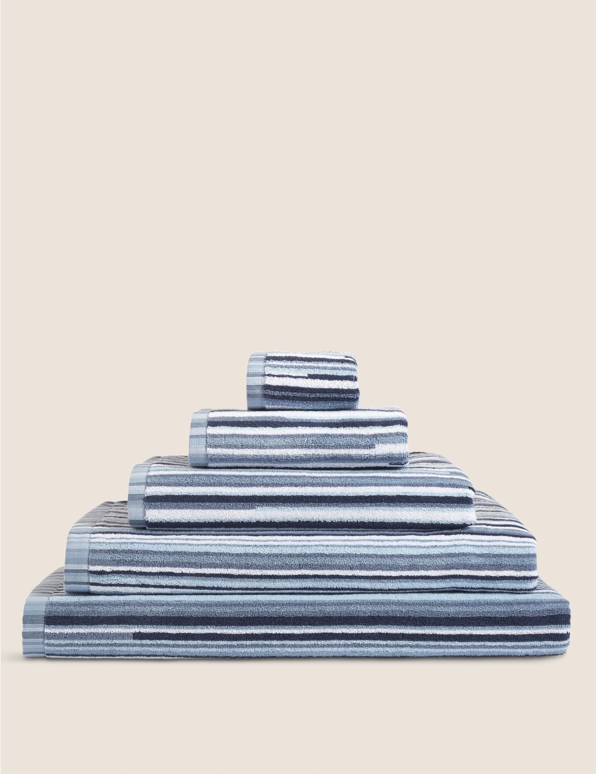 Pure Cotton Striped Towel blue