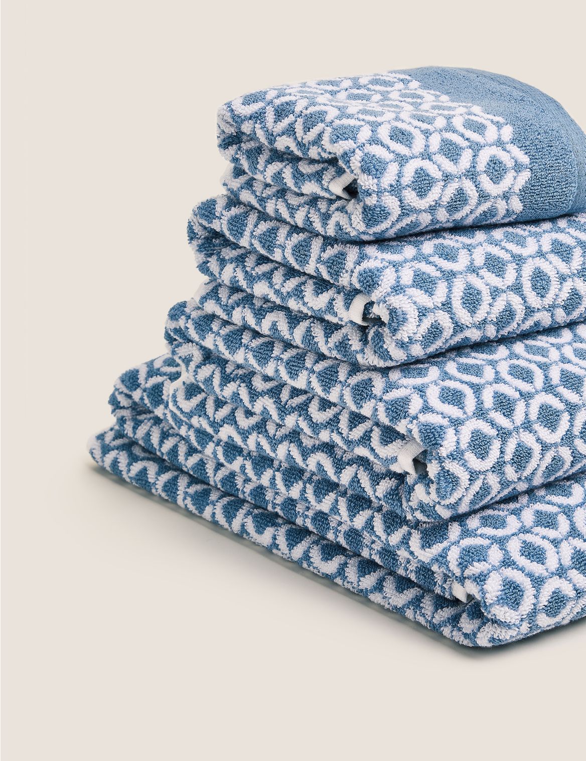 Pure Cotton Repeat Links Towel blue