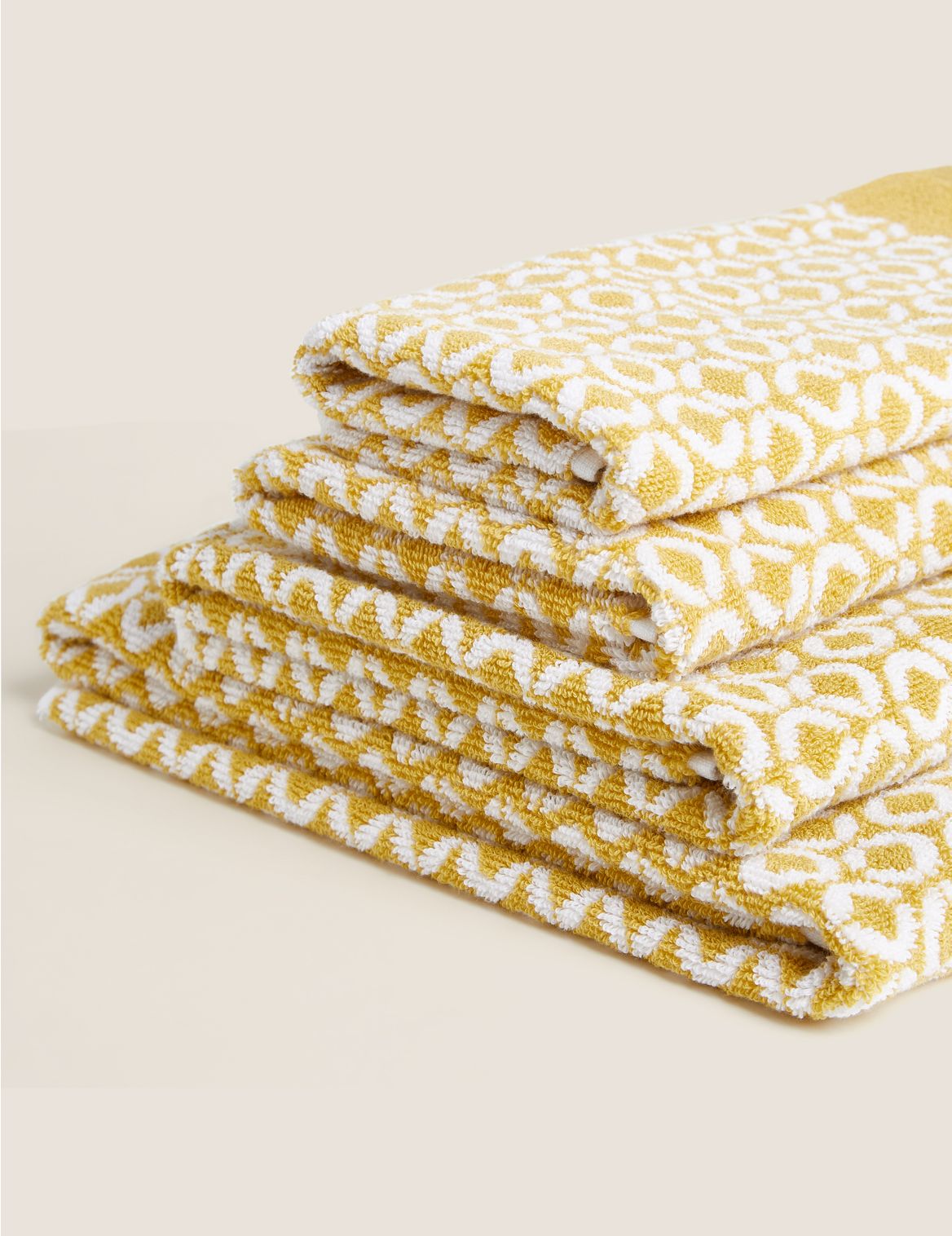Pure Cotton Repeat Links Towel yellow