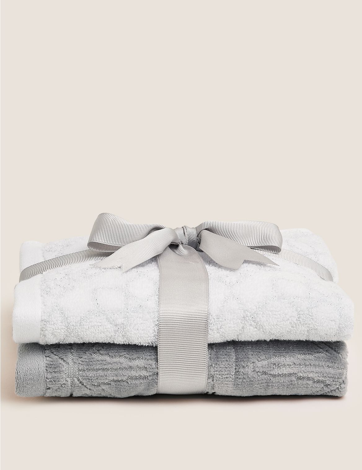 2 Pack Cotton Mix Shimmer Towels grey