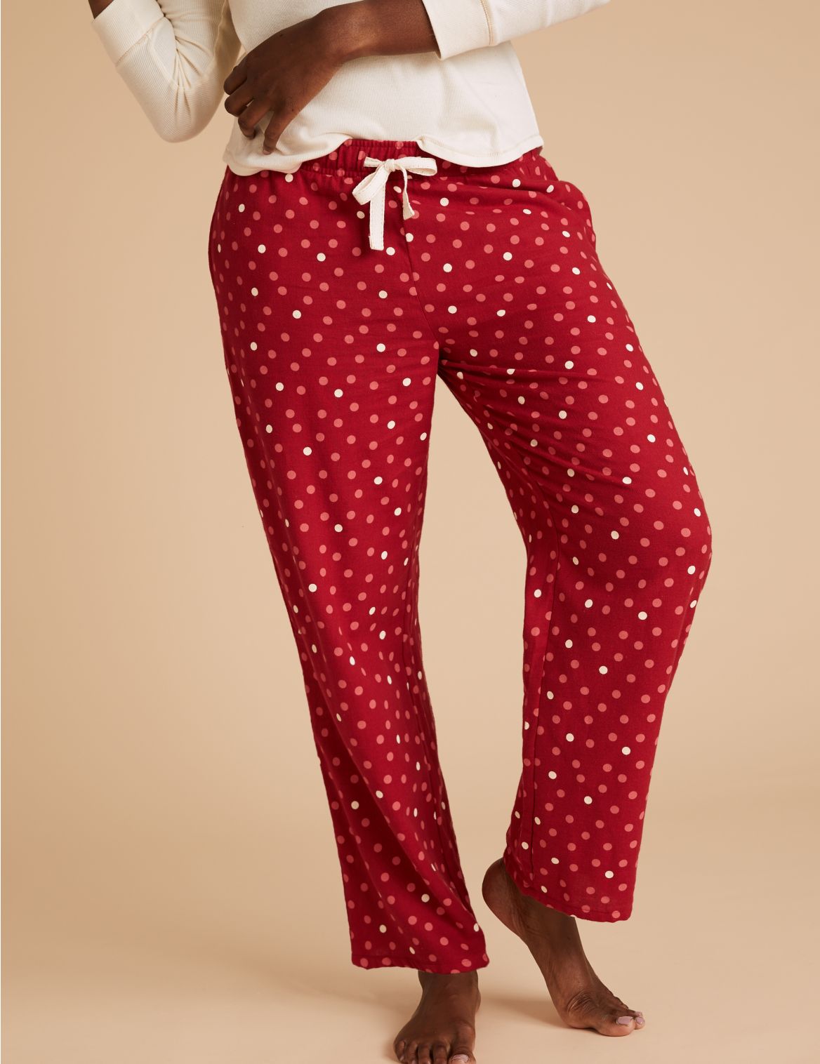 Cotton Spot Print Pyjama Bottoms red