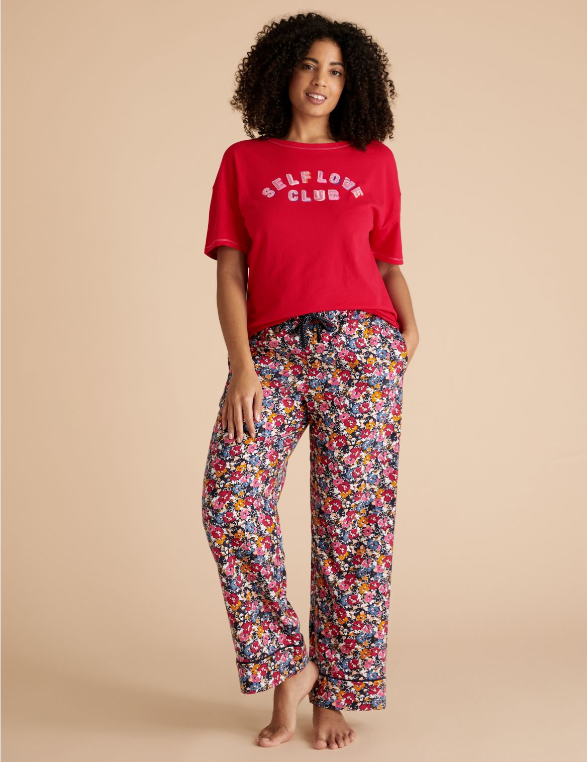 Floral Woven Pyjama Pants navy