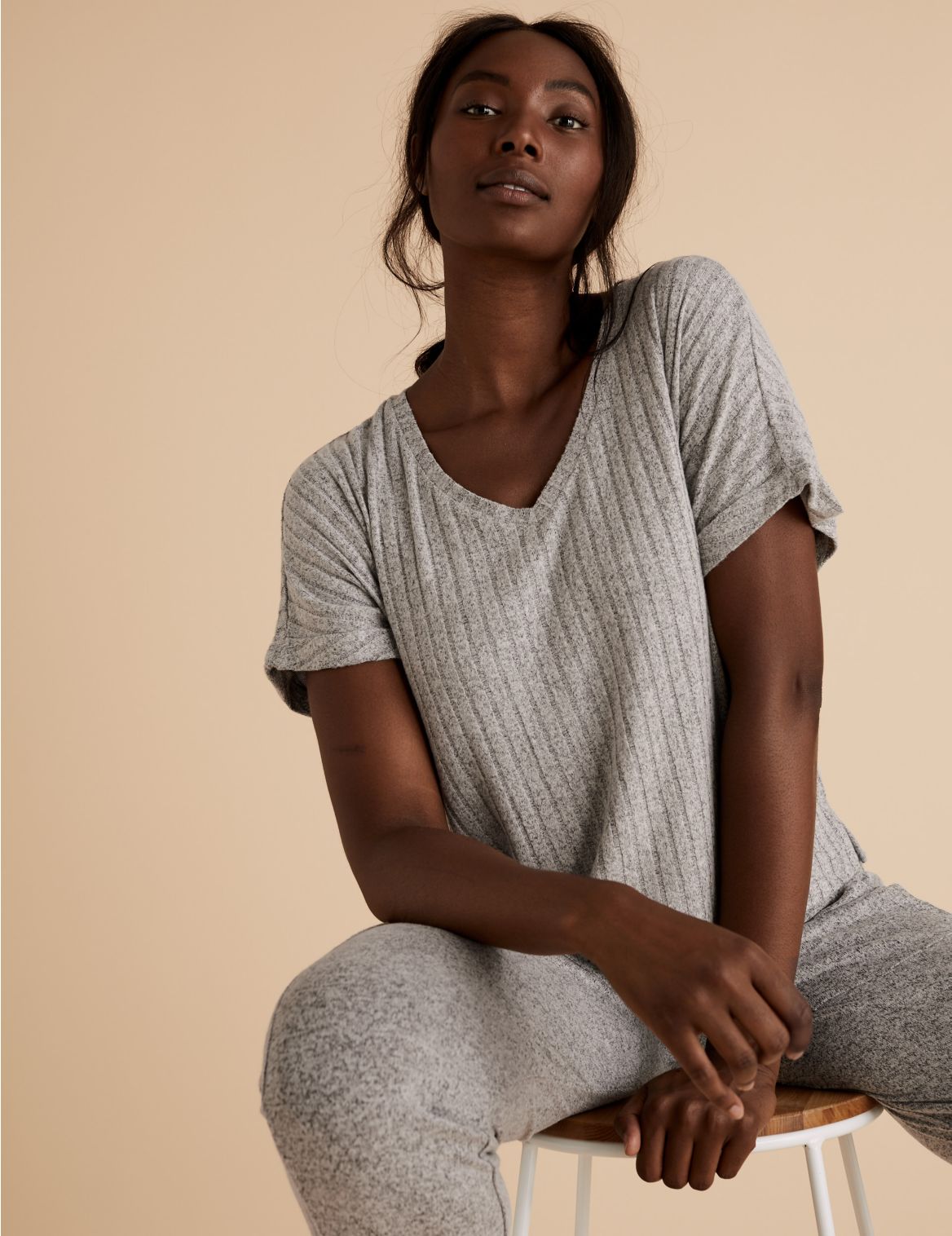 Cosy Lounge Ribbed Top grey