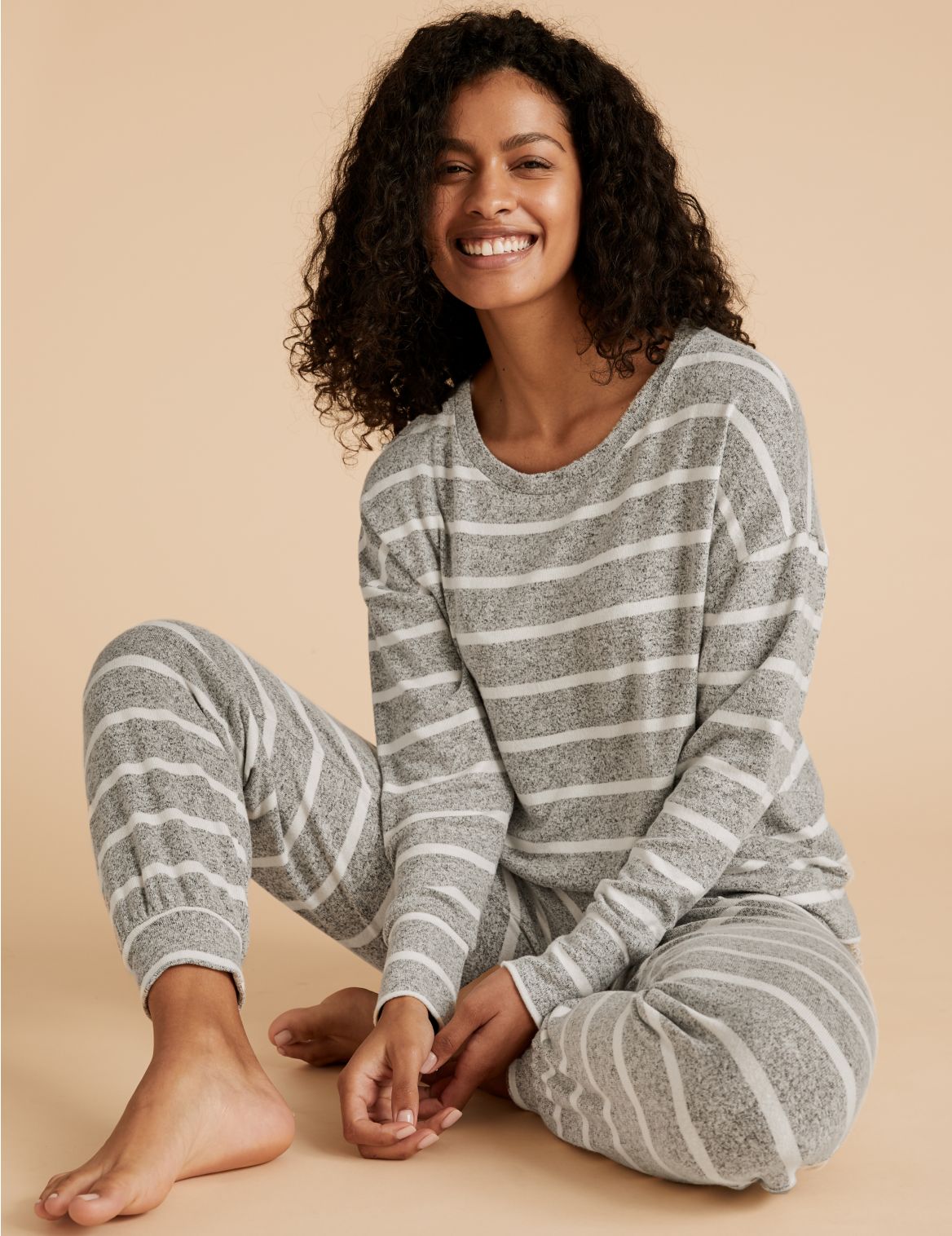 Cosy Striped Lounge Sweatshirt grey