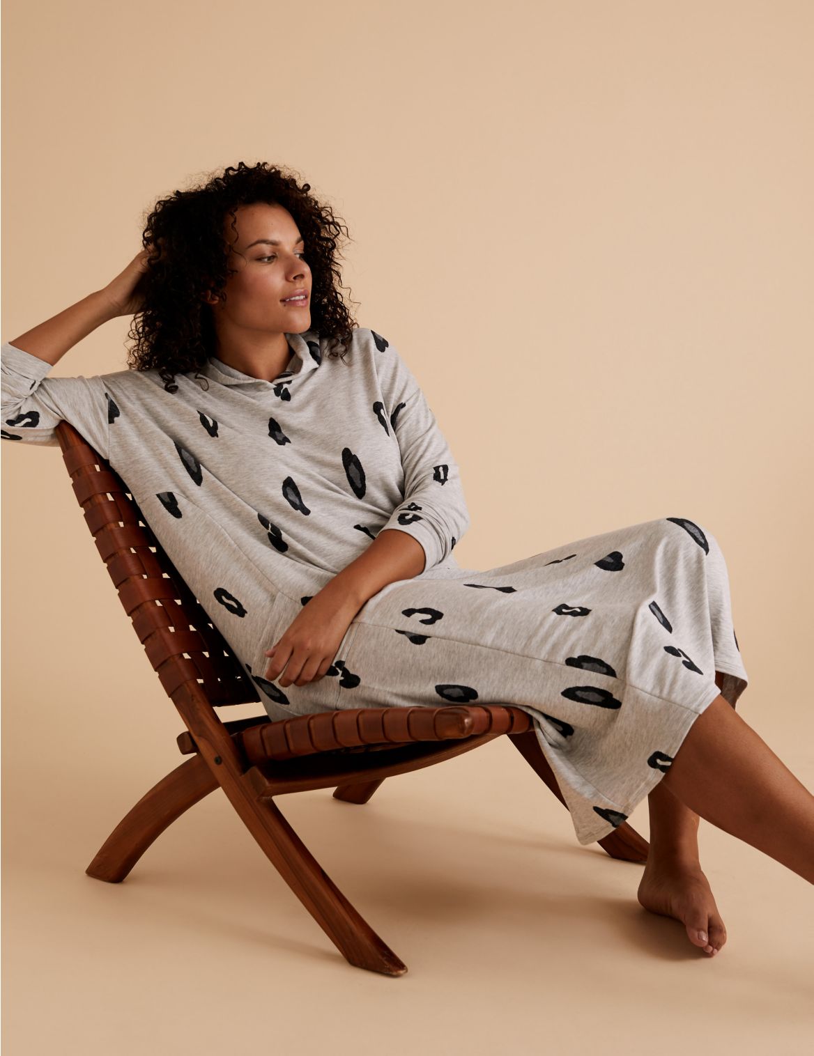 Flexifit&trade; Animal Print Lounge Dress grey