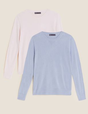 M&S Womens 2 Pack Supersoft Crew Neck Jumpers
